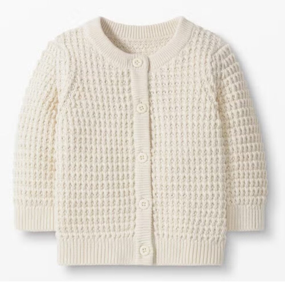 Hanna Andersson cream knit button up cardigan 3T organic cotton EUC